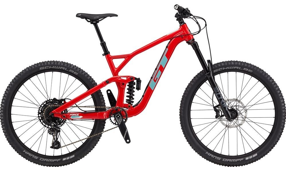 red full suspension mountain bike